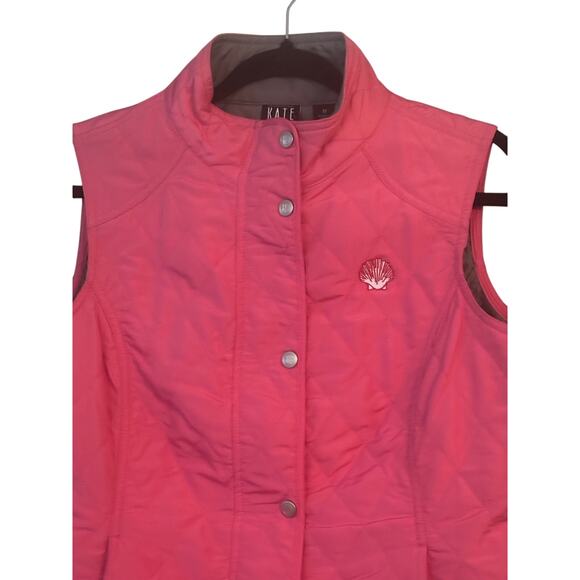 Kate Lord Whatley Quilted Vest Golf Zip & Snap Front Pockets M Adjustable Waist - Picture 2 of 9